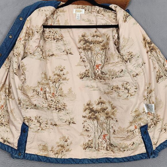 Talbots Jacket Womens Small Blue Quilted Denim Corduroy Collar Lined Barn - Picture 11 of 15